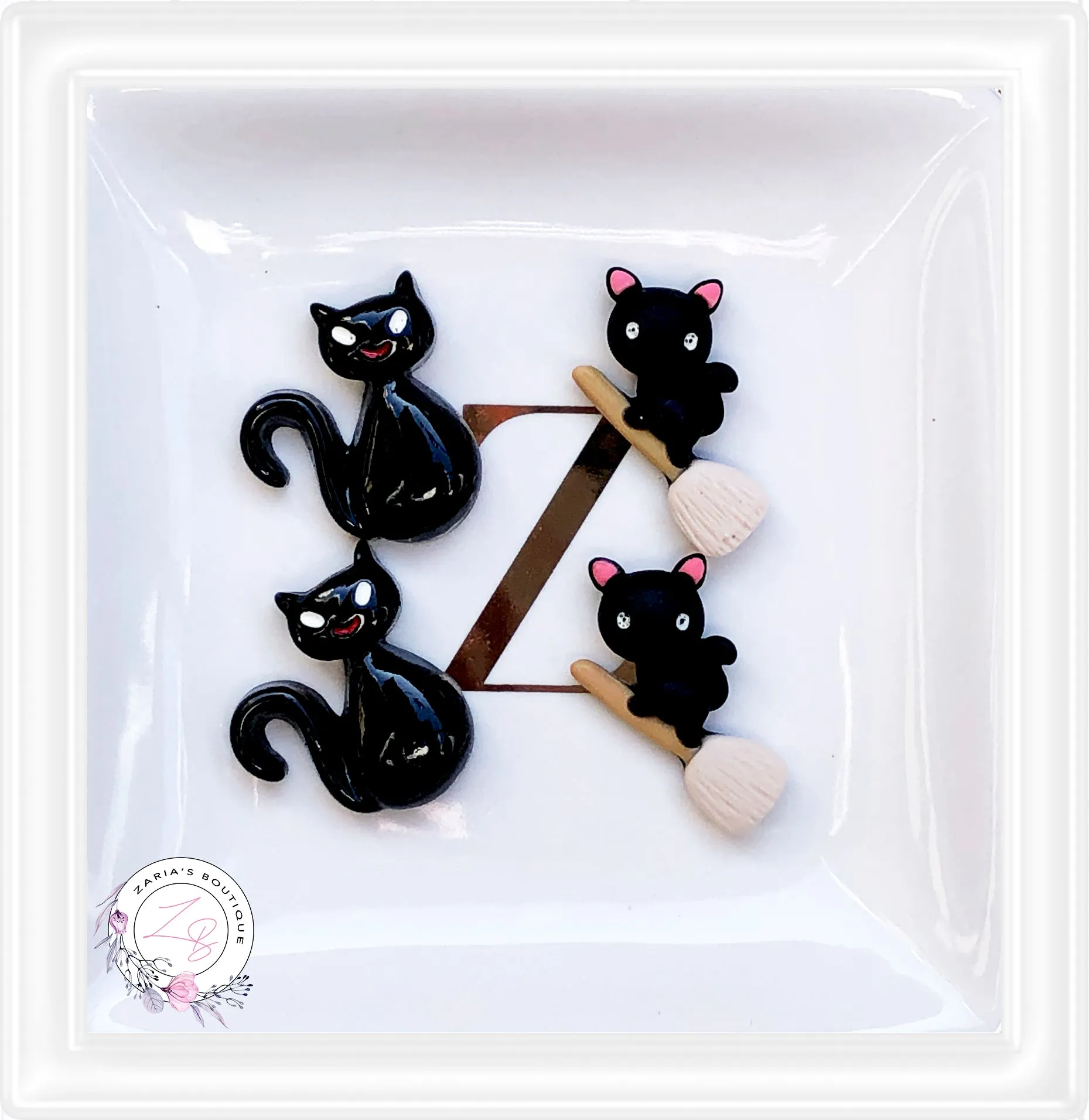 ⋅ Black Cats ⋅Halloween Flat Back Resin Embellishments ⋅