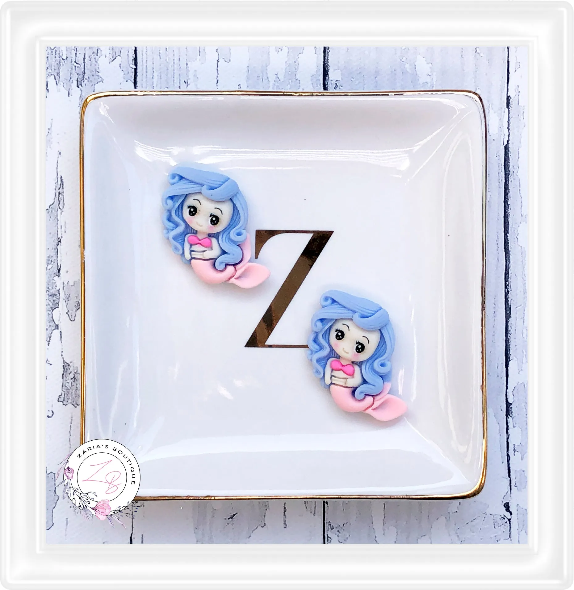 ⋅ Mermaid ⋅ Clay Alternative Flatback Resin Cabochon Embellishments ⋅ Pair ⋅