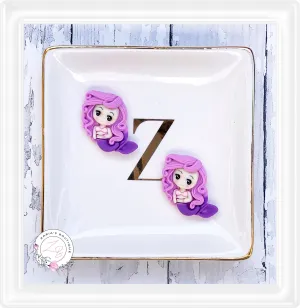 ⋅ Mermaid ⋅ Clay Alternative Flatback Resin Cabochon Embellishments ⋅ Pair ⋅