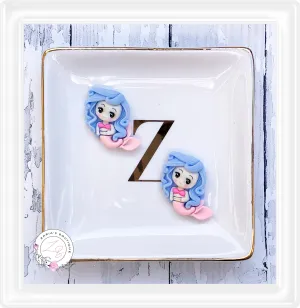 ⋅ Mermaid ⋅ Clay Alternative Flatback Resin Cabochon Embellishments ⋅ Pair ⋅