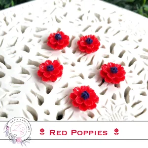 ⋅ Red Poppies ⋅ Resin Flatback Flower Embellishment ⋅