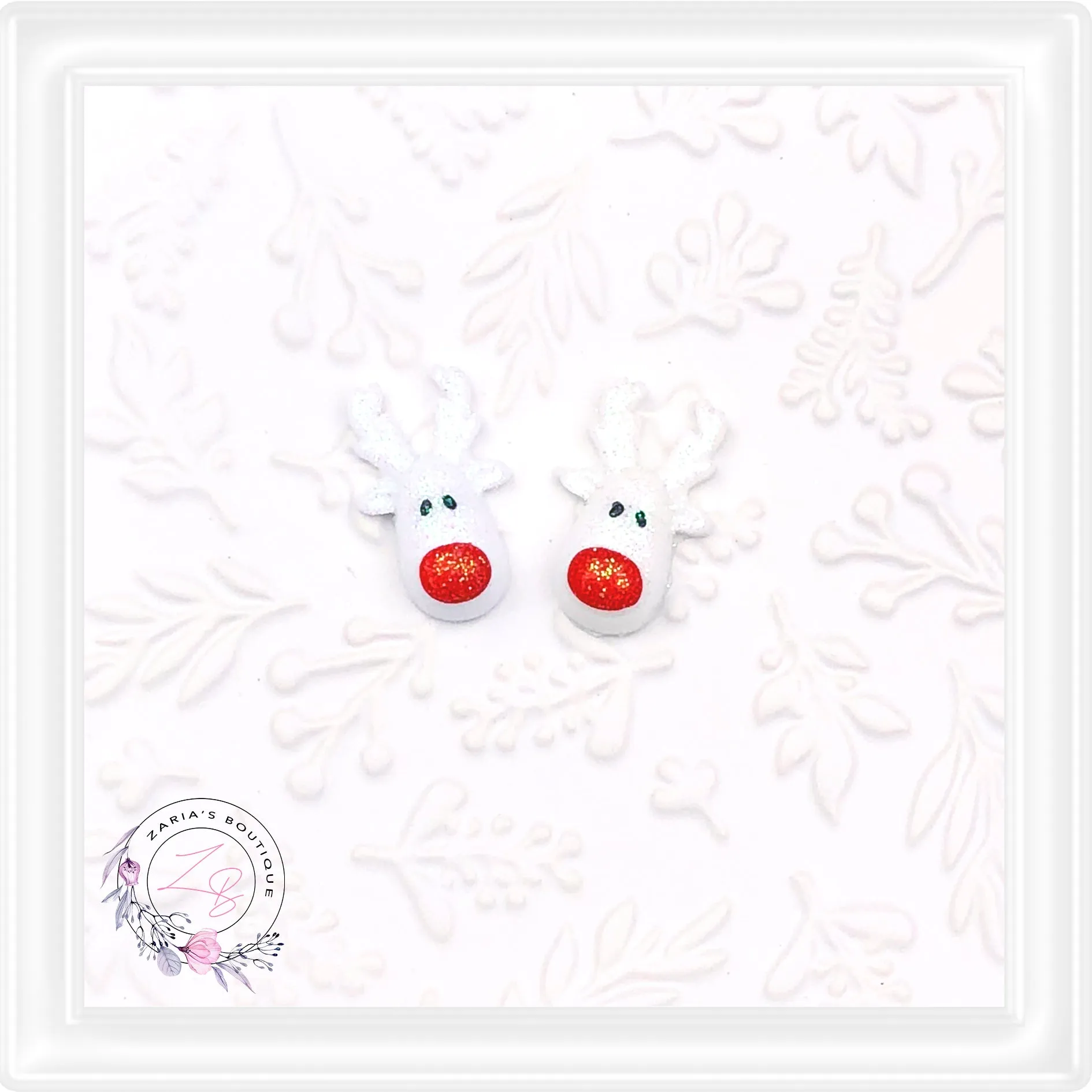 ⋅ RUDOLPH ⋅ Glittery Flatback Resin Embellishments ⋅ Per Pair ⋅