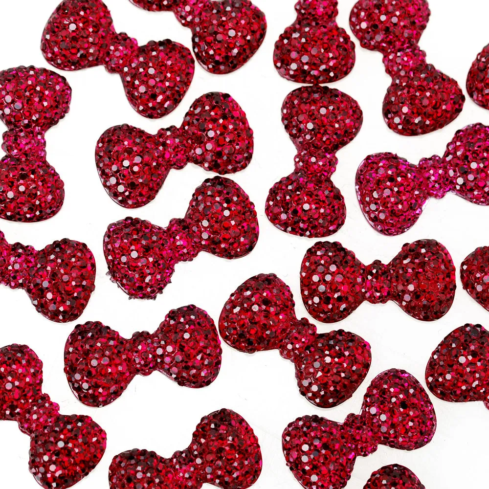100 Red Bow Tie Druzy Cabochons Kawaii Cabochons Resin Flat Back Faceted DIY Jewelry Findings 24mm