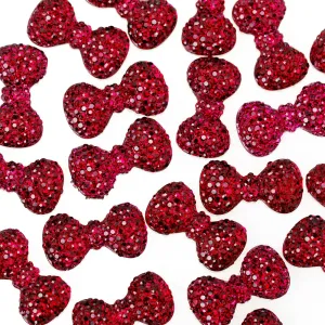 100 Red Bow Tie Druzy Cabochons Kawaii Cabochons Resin Flat Back Faceted DIY Jewelry Findings 24mm