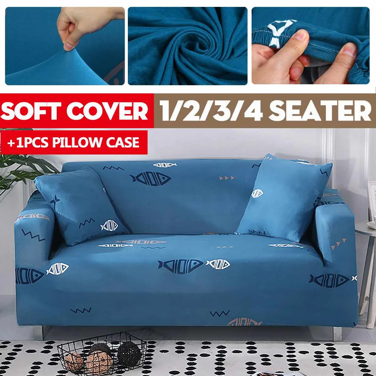 1/2/3/4 Seater Elastic Sofa Covers Stretch Sofa Slipcover For Living Room Sofa Chair Couch Cover Home Decor With Pillow Covers