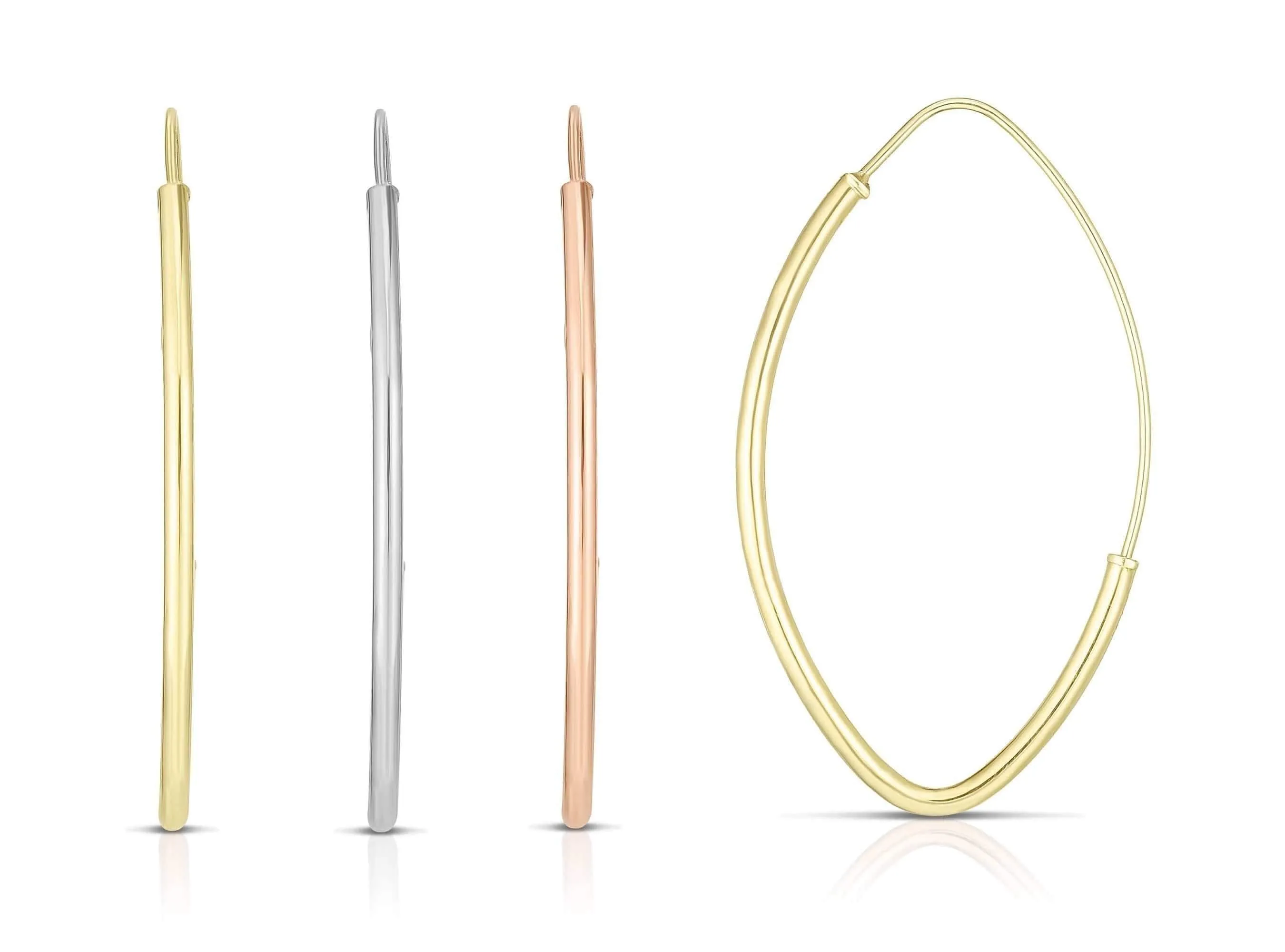 14K Gold Shiny Marquise Fancy Endless Hoop Earrings