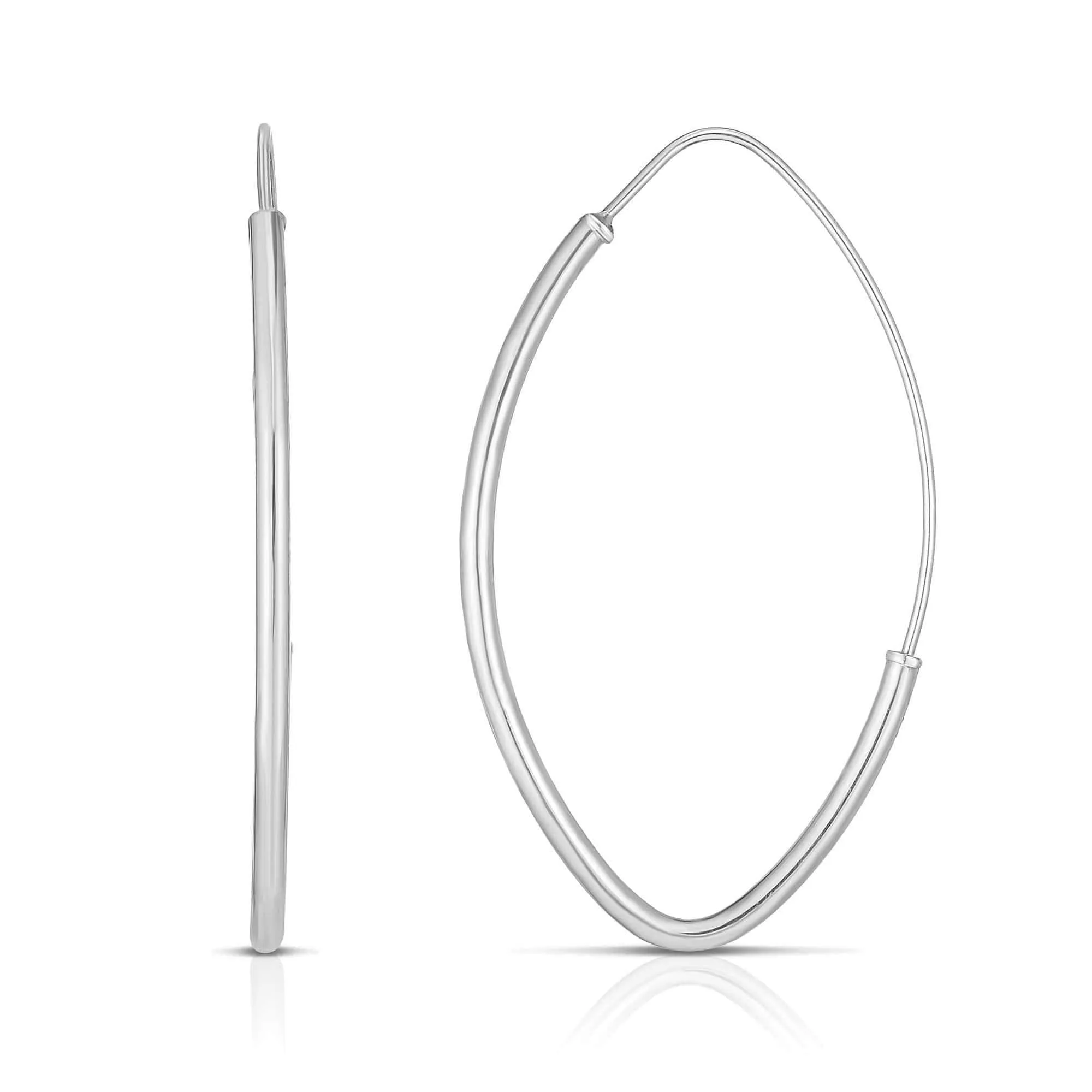 14K Gold Shiny Marquise Fancy Endless Hoop Earrings