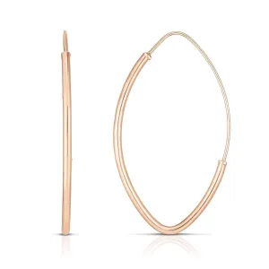 14K Gold Shiny Marquise Fancy Endless Hoop Earrings