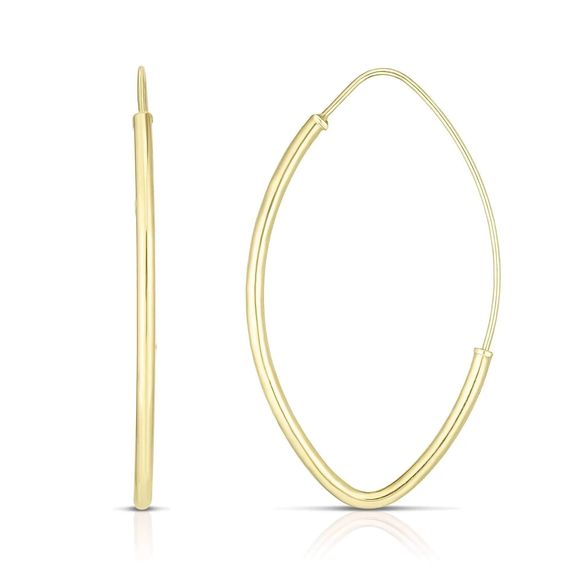 14K Gold Shiny Marquise Fancy Endless Hoop Earrings