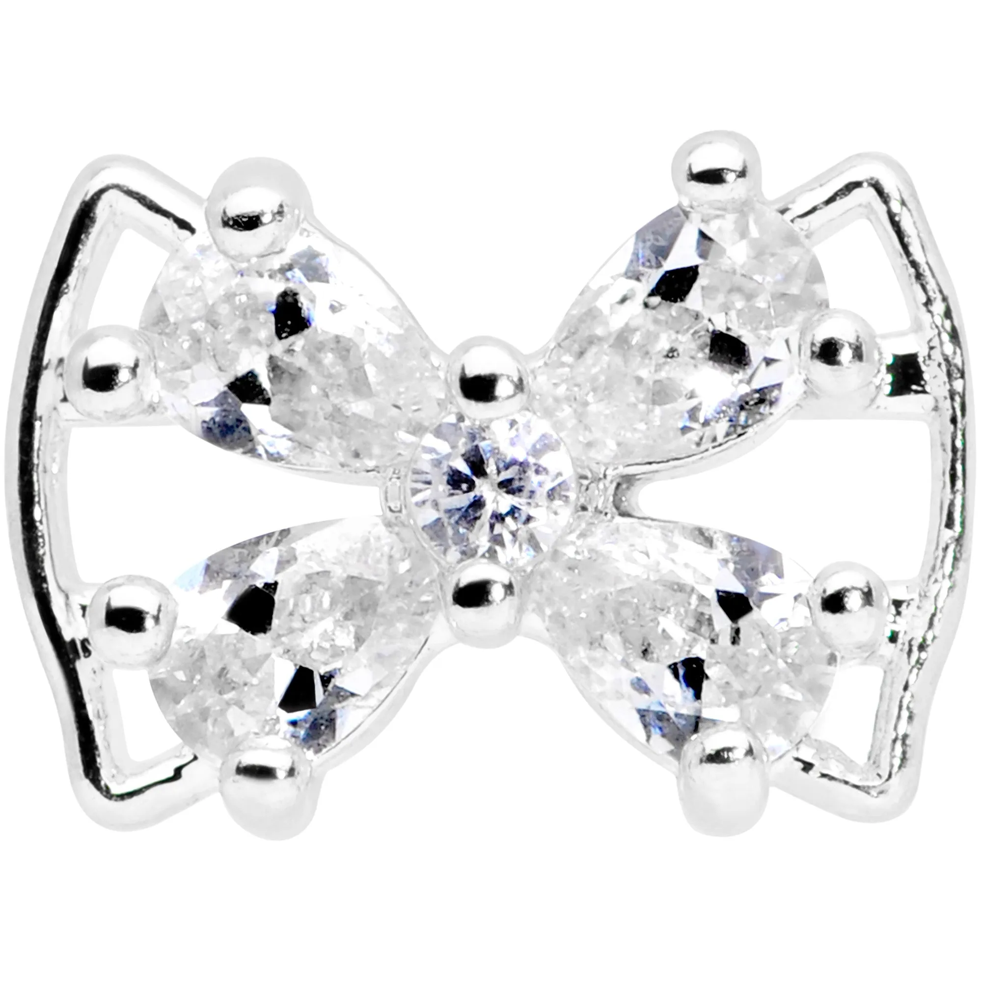 16 Gauge 5/16 Clear CZ Gem Beauty Bow Labret Monroe Tragus