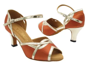 1706 Dark Tan Satin & Shiny Gold Trim