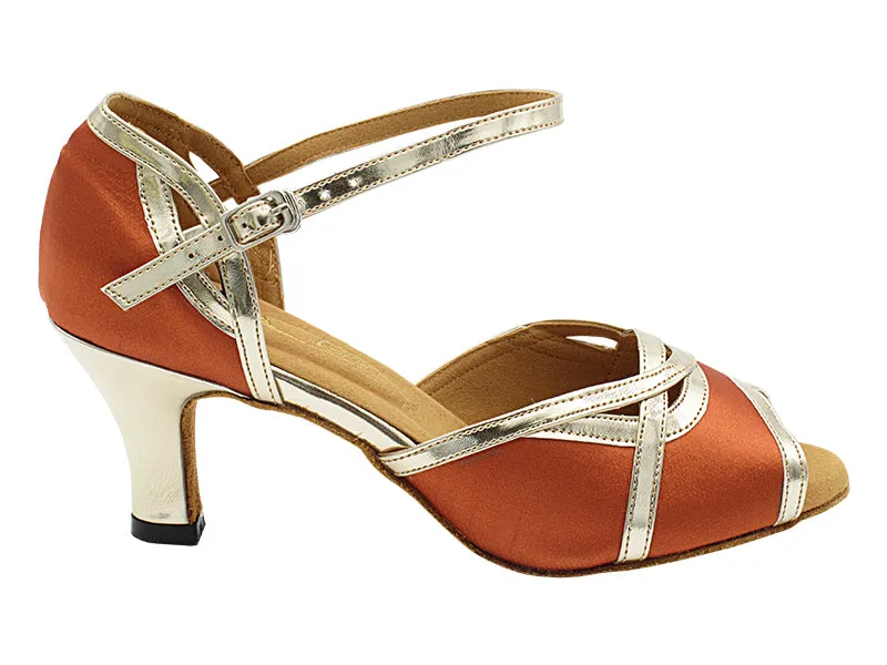 1706 Dark Tan Satin & Shiny Gold Trim