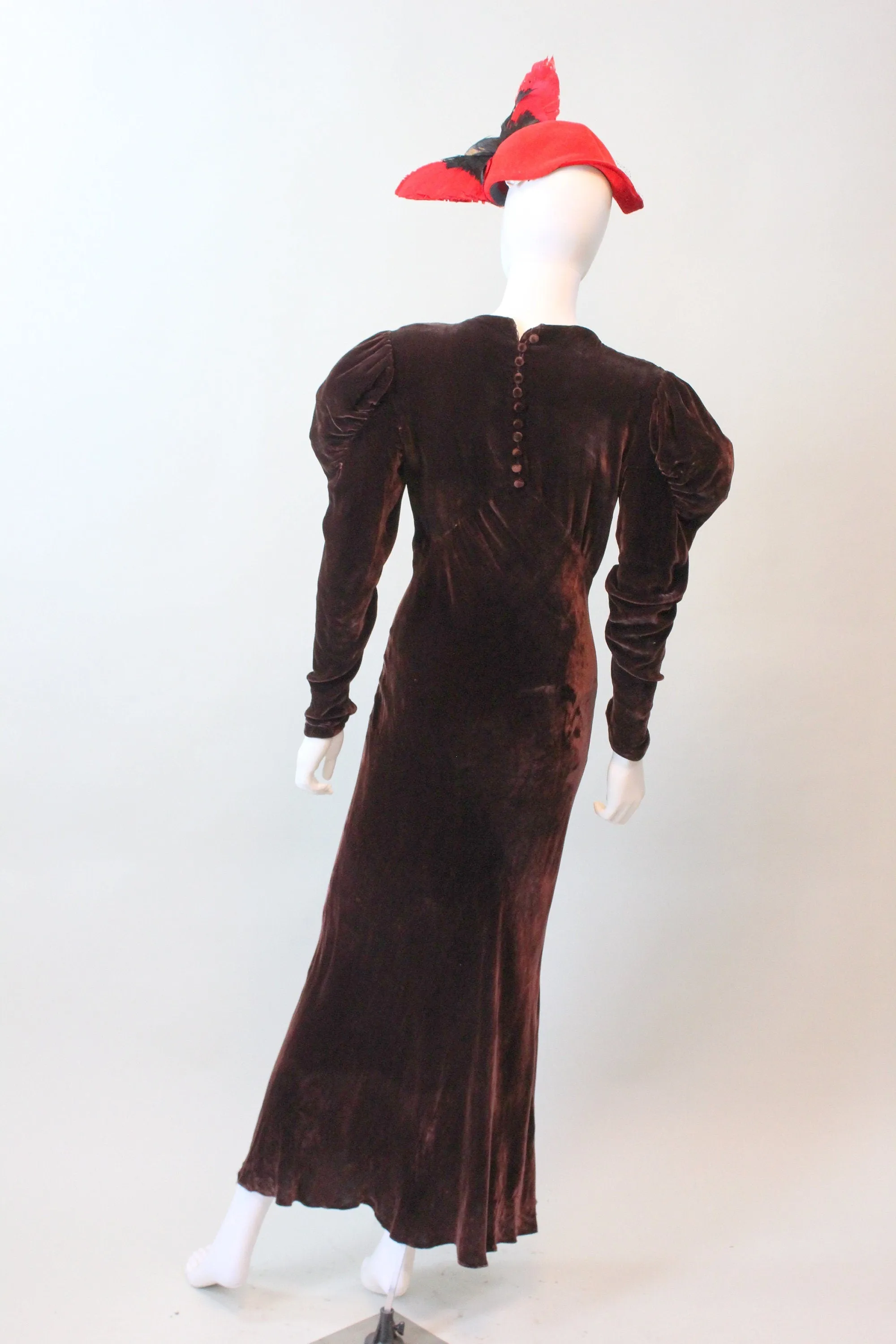 1930s LEG O MUTTON sleeves velvet dress small medium | new fall
