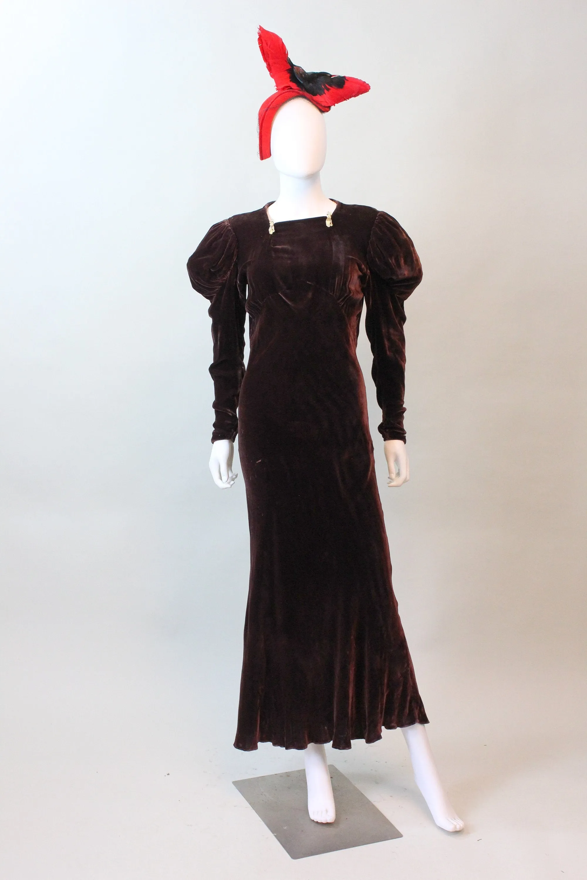 1930s LEG O MUTTON sleeves velvet dress small medium | new fall