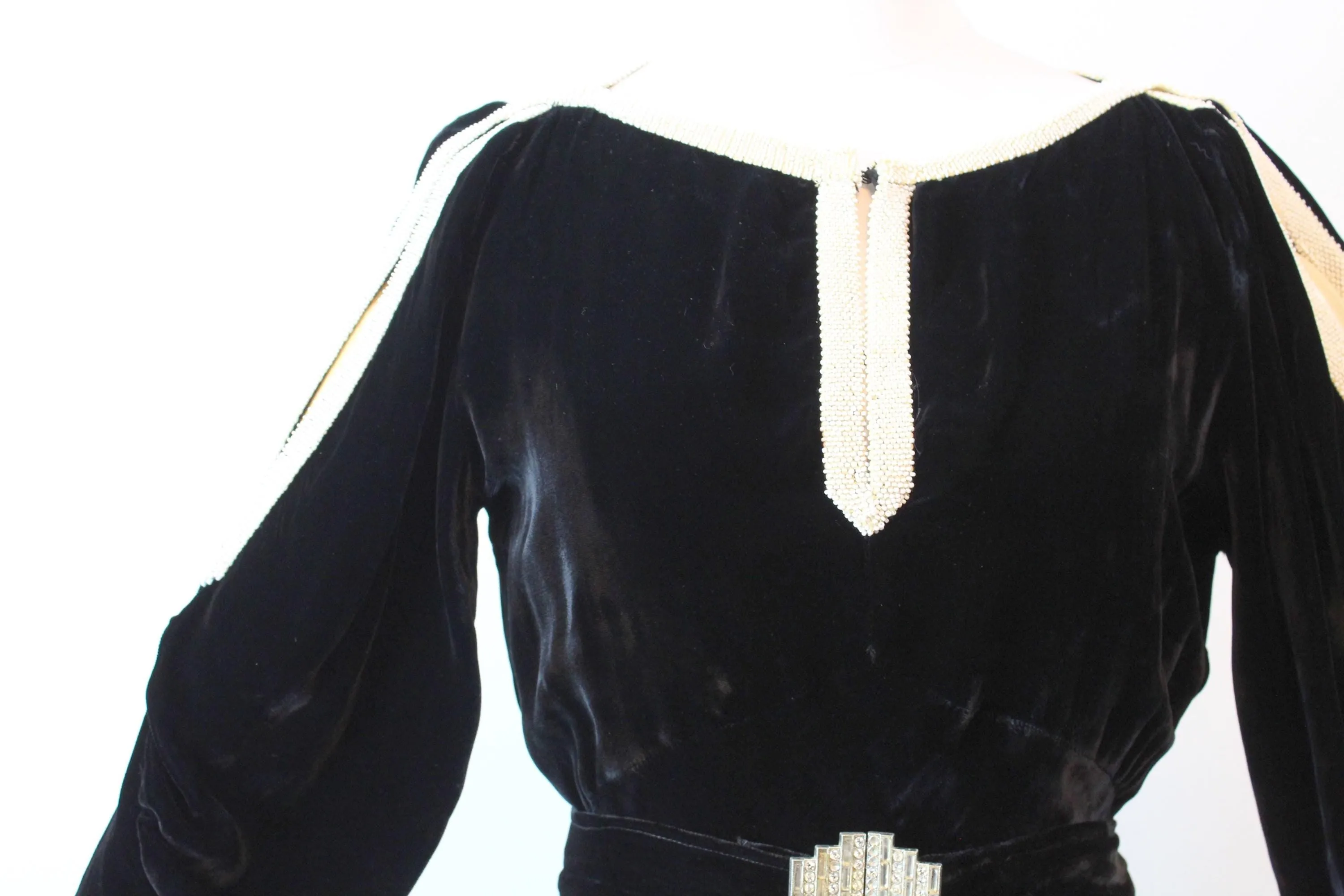 1930s NRA cutout sleeves SILK VELVET dress gown small medium | new fall winter