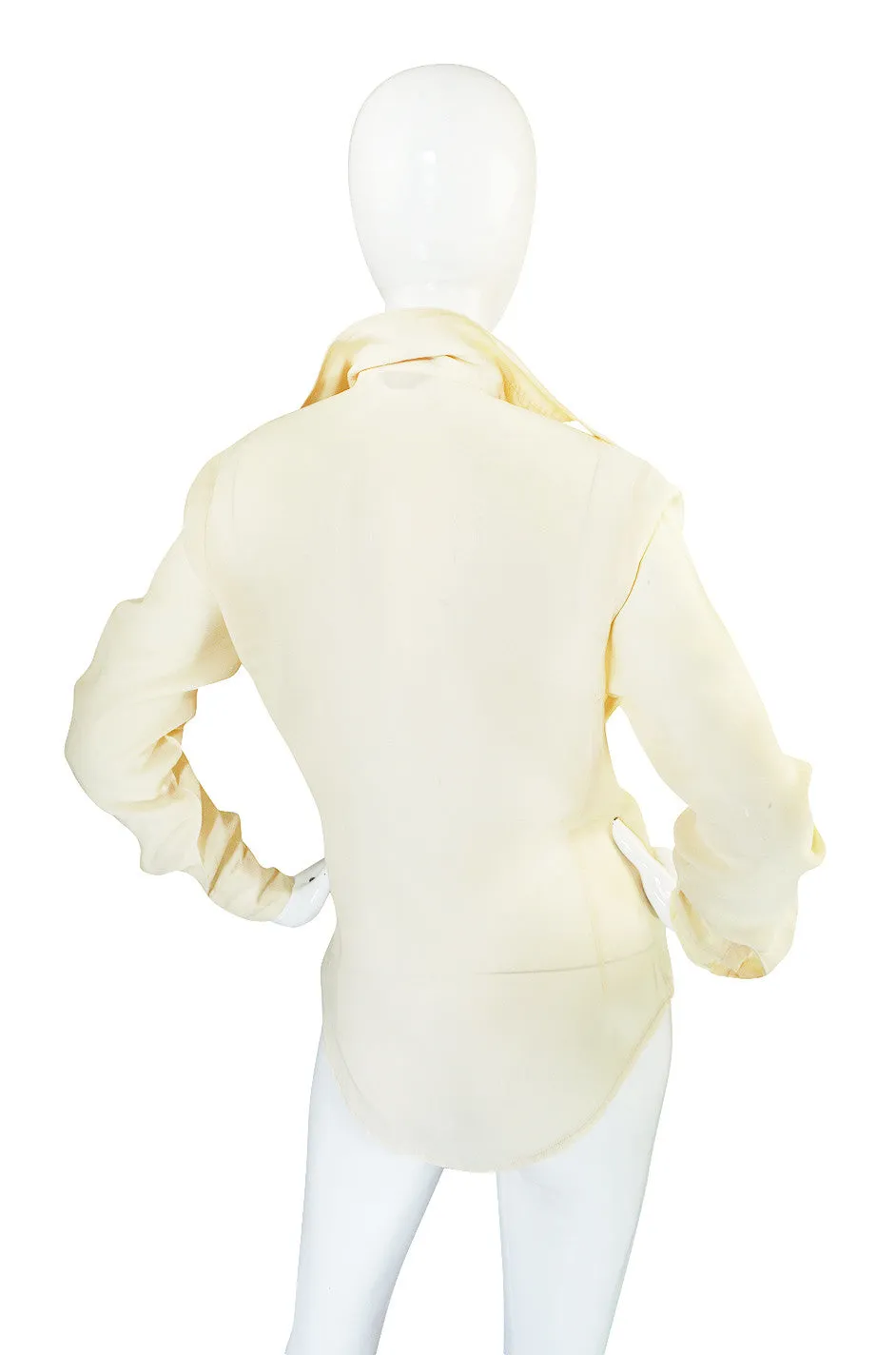 1960s Jeff Banks Pointed Collar Cream Button Shirt