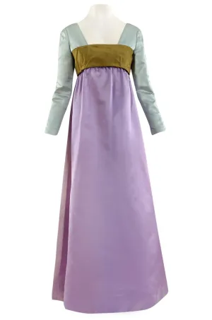 1960s Teal Traina by Geoffrey Beene Lavender Olive & Turquoise Silk Banded Bodice Dress