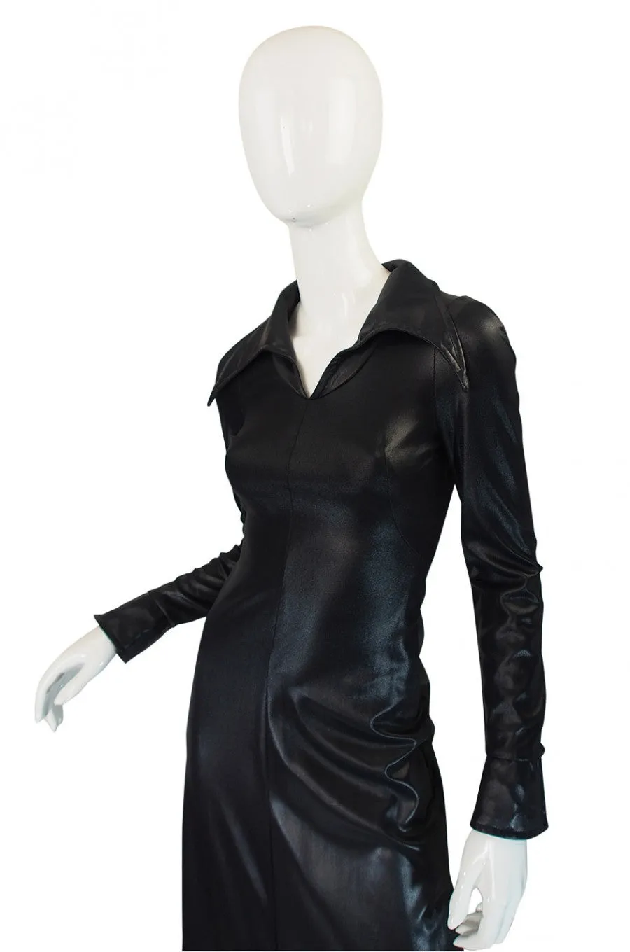 1970s Rare Lee Bender Wet Look Maxi Dress