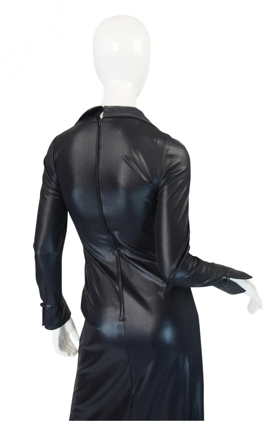 1970s Rare Lee Bender Wet Look Maxi Dress