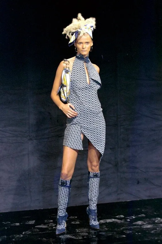2000 S/S Denim Monogram Halter Dress