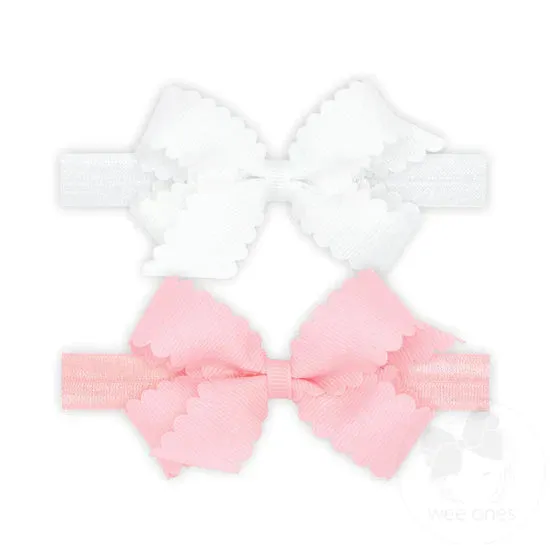2pk Scallop Mini Bow on Bands