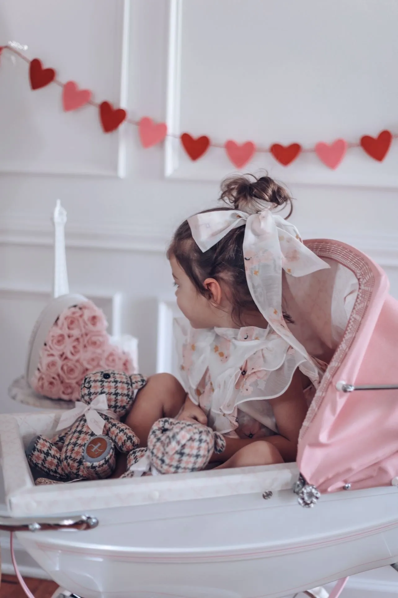 3 N 1 Bow Headband, Waist Sash & Neck Scarf - Pansies Organza