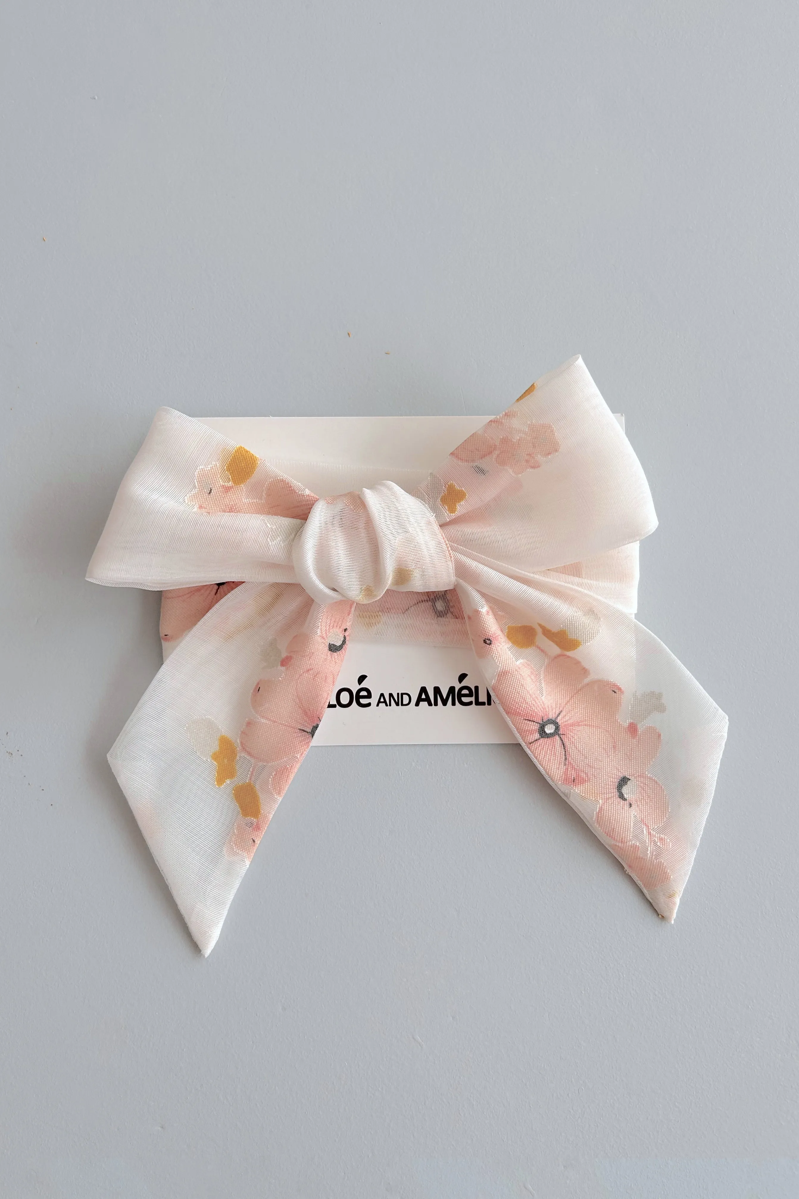 3 N 1 Bow Headband, Waist Sash & Neck Scarf - Pansies Organza