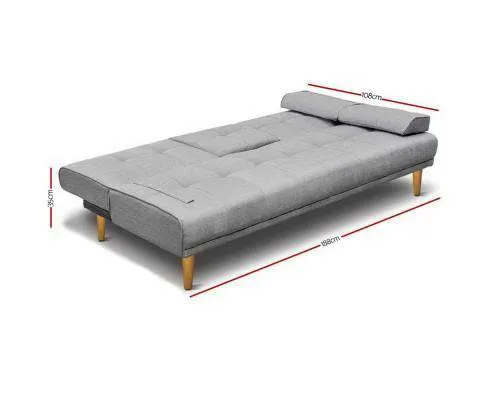 3 Seater Fabric Sofa Bed - Grey