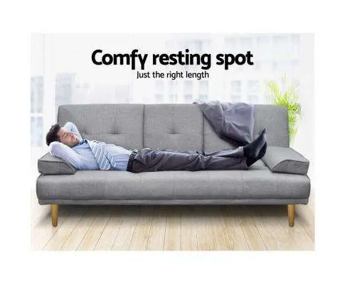 3 Seater Fabric Sofa Bed - Grey