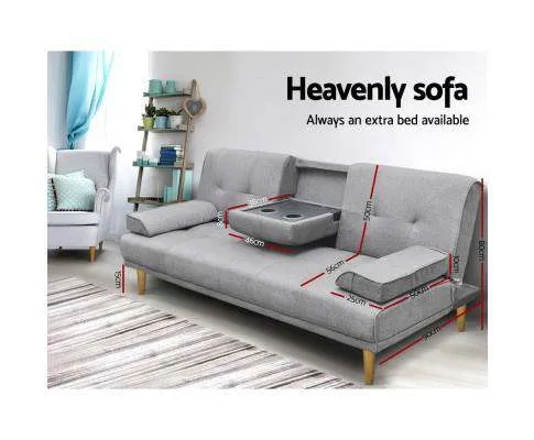 3 Seater Fabric Sofa Bed - Grey