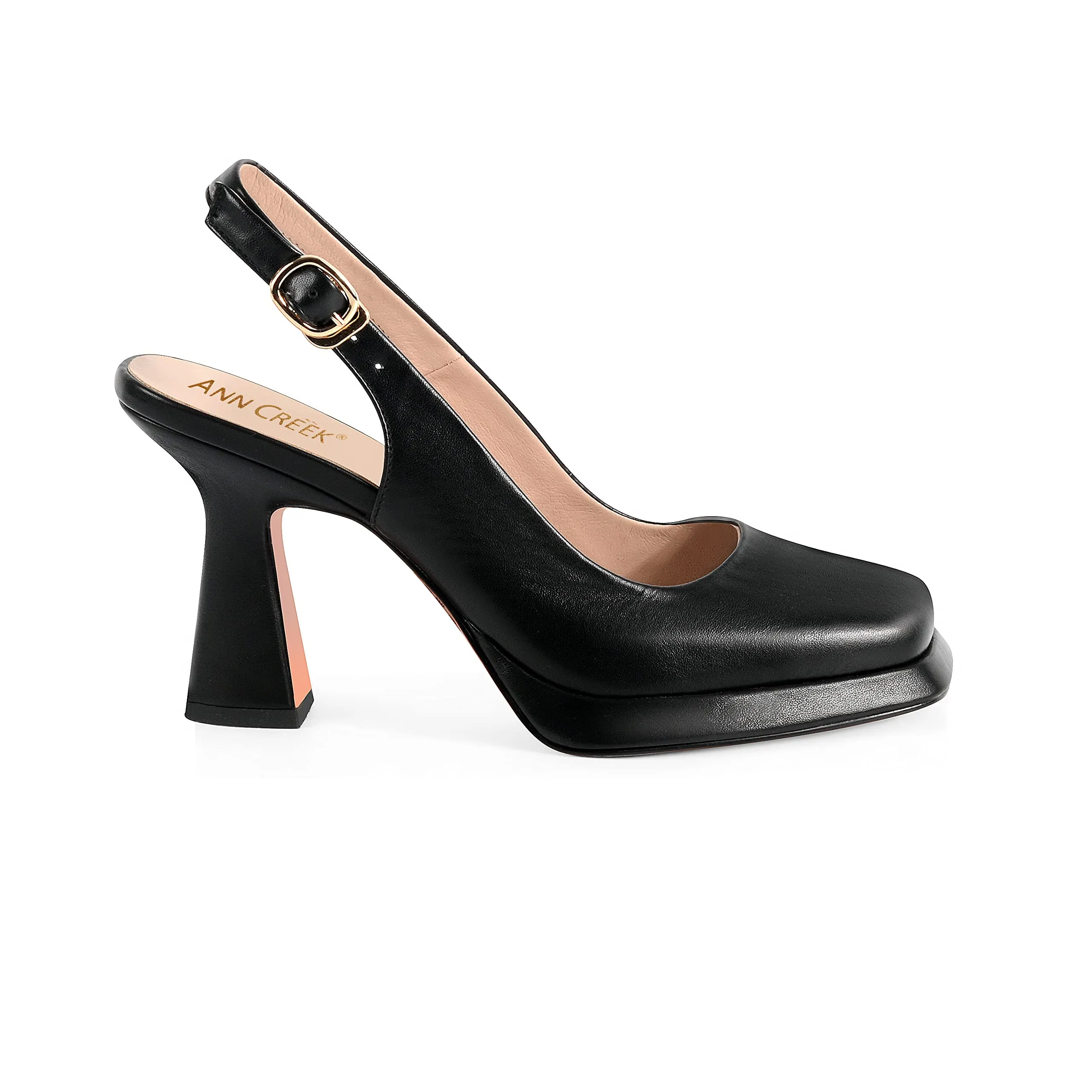 ANN CREEK High Heels for Women Slingback Square Toe Pumps Shoes Black Closed Toe Heels Mary Jane Heels Fashion Dressy Platform Heels Heeled Sandals Black Size 8