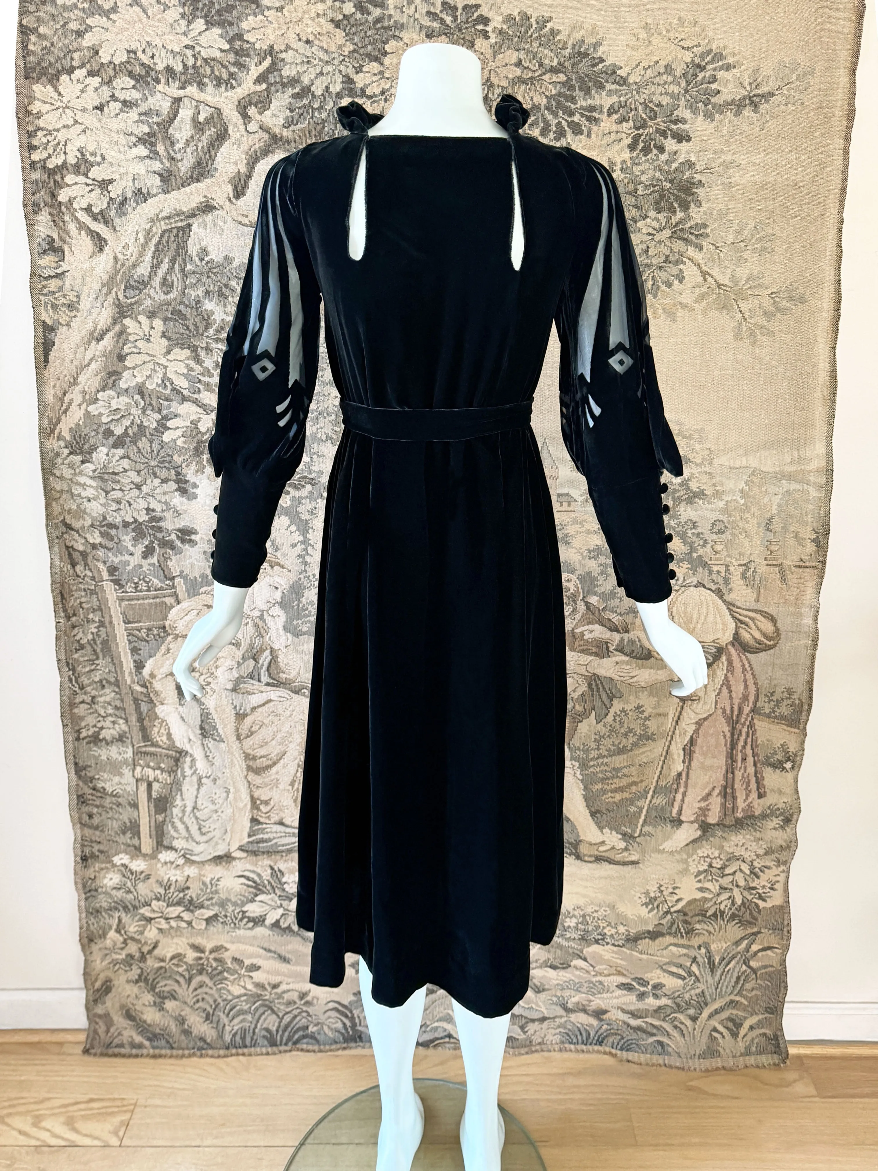 Art Deco 1930s Burnout Velvet Dress