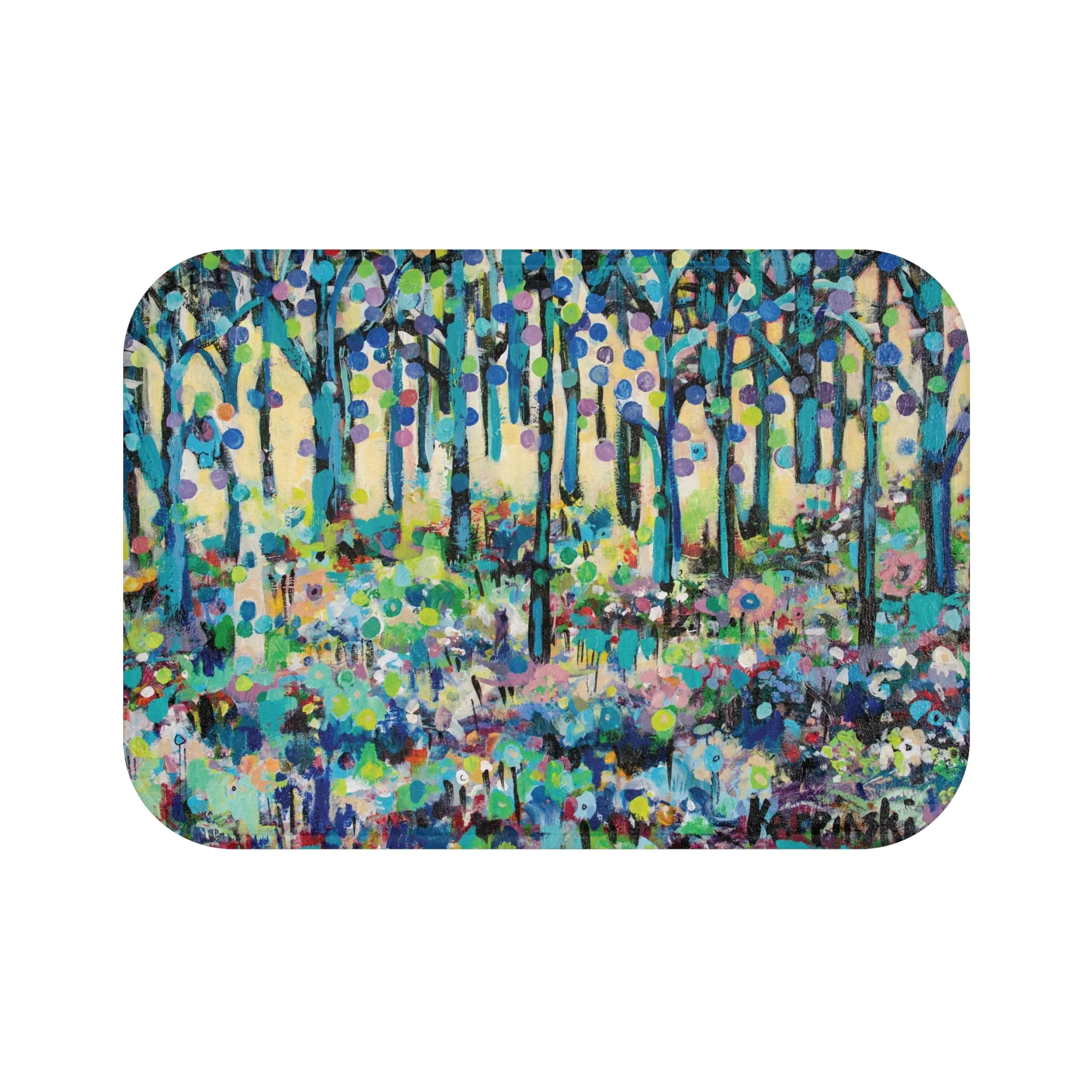 Art Landscape Memory Foam Non Slip Bath Mat - Circle of Tree by Leslie Karpinski