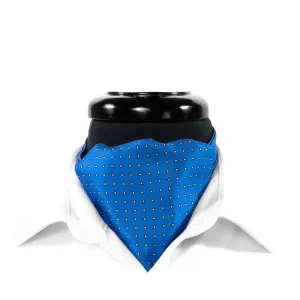 Ascot Cravat Tie Silk Blue White Polka Dot Theater Costume Dress Formal Wedding Party Necktie Scarf
