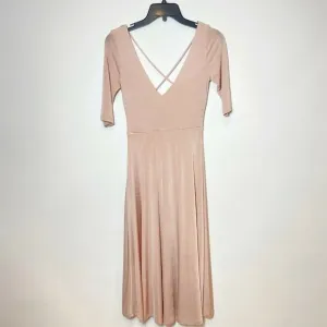 ASTR Womens The Label Shine V-Neck Cross Back Midi Dress Pink Small 3/4 Sleeves