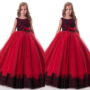 Attractive  Tulle & Lace Scoop Full Length Ball Gown Flower Girl Dresses With Lace Appliques & Beadings,FGY0172