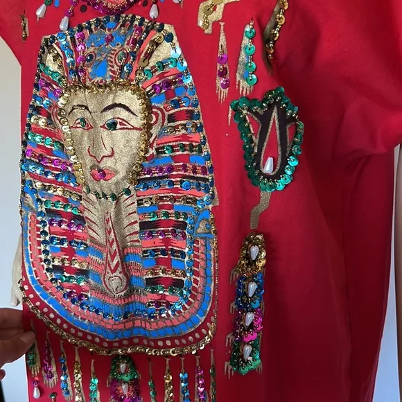 Authentic Egyptian cotton pharaonic traditional dress sequins. Large