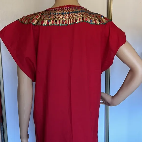 Authentic Egyptian cotton pharaonic traditional dress sequins. Large