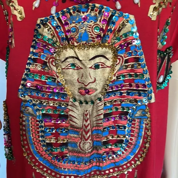 Authentic Egyptian cotton pharaonic traditional dress sequins. Large