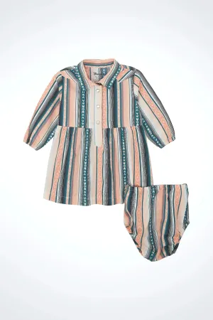 Baby Girl Pink & Green Western Snap Dress