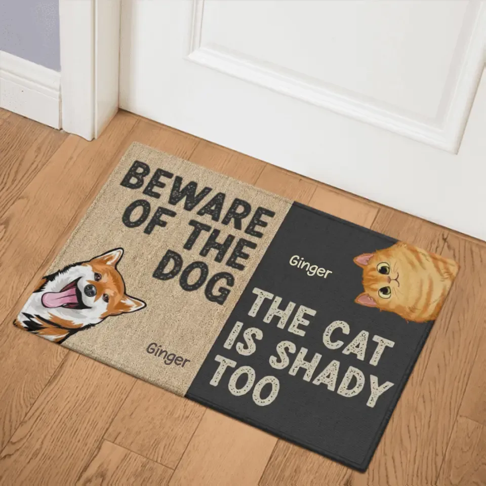 Beware Of The Dogs And Cats Personalized Doormat