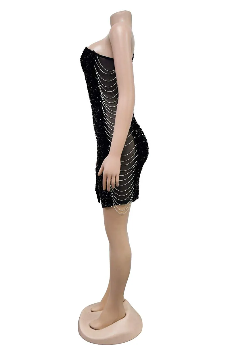BH670 Sequin One-Shoulder Mini Dress