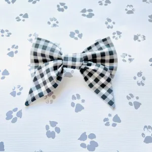 Black & White Gingham Sailor Bow