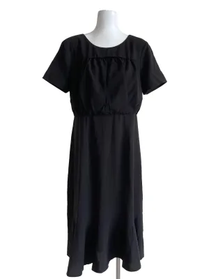 Black Shiny Tweed Button Up Collar Dress