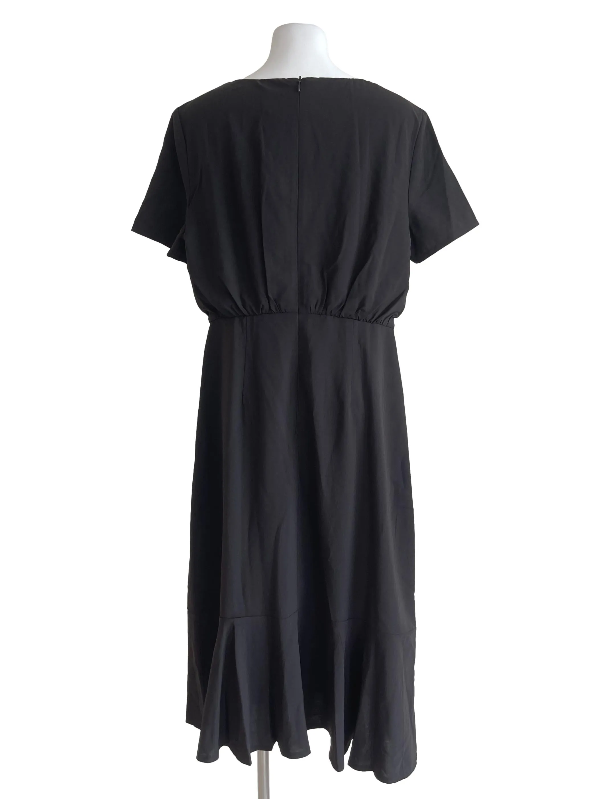 Black Shiny Tweed Button Up Collar Dress