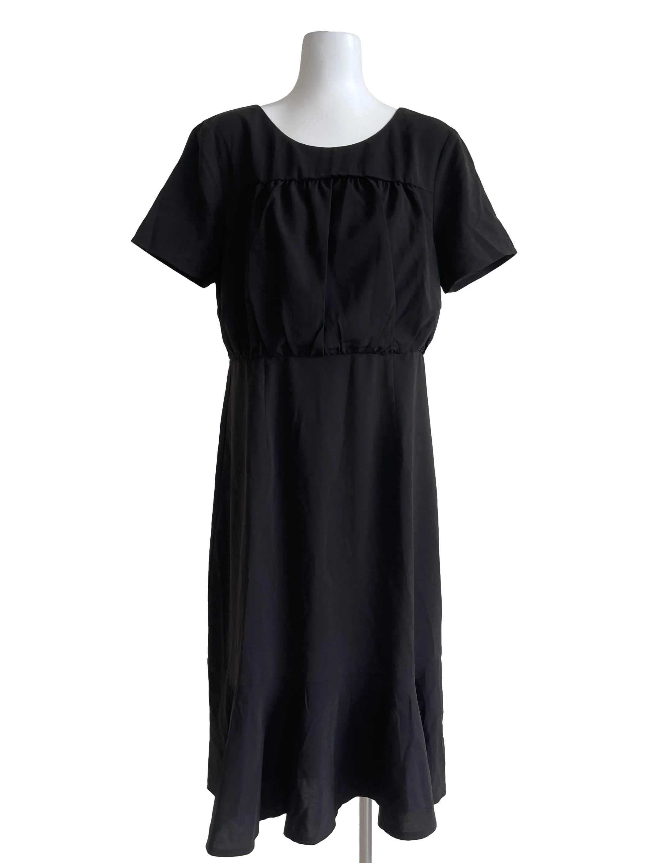 Black Shiny Tweed Button Up Collar Dress