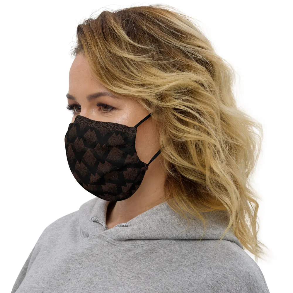 Black Spotted and Geometric on Brown - Face mask