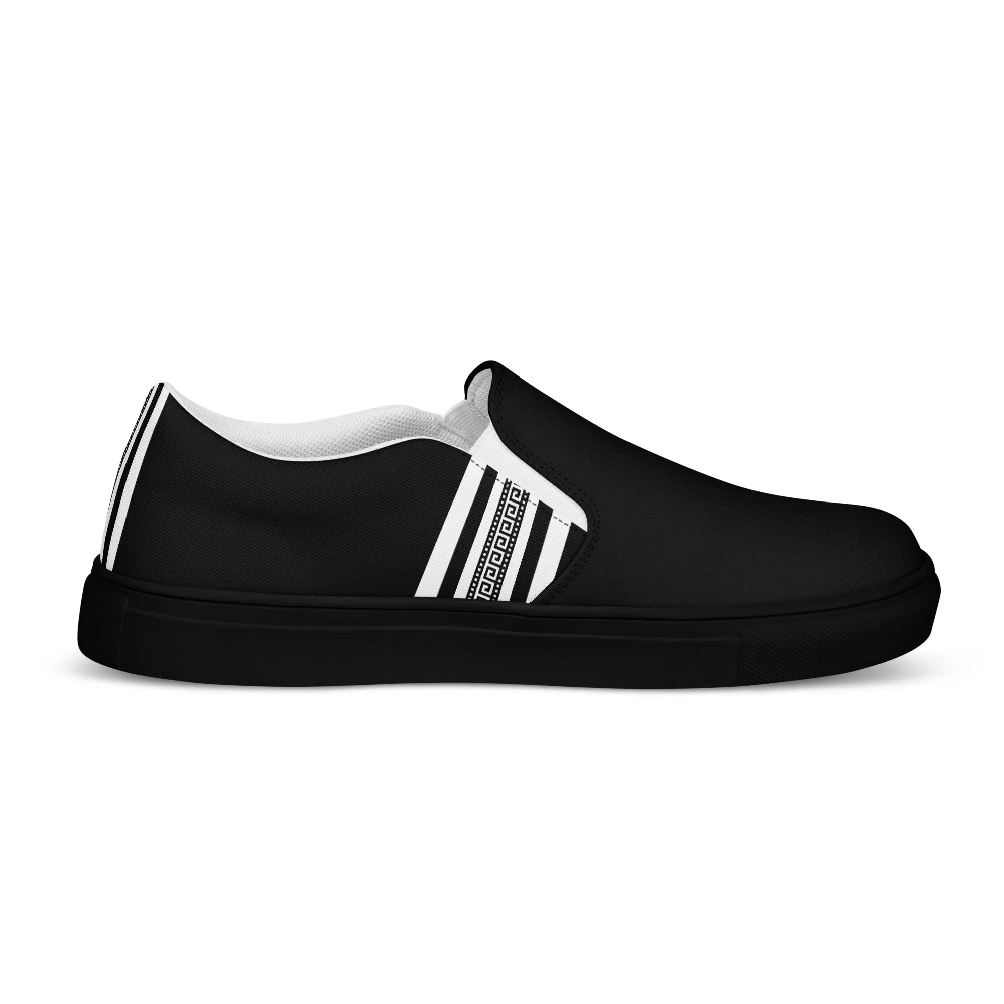 Black White Greek Key Women’s slip-on canvas shoes