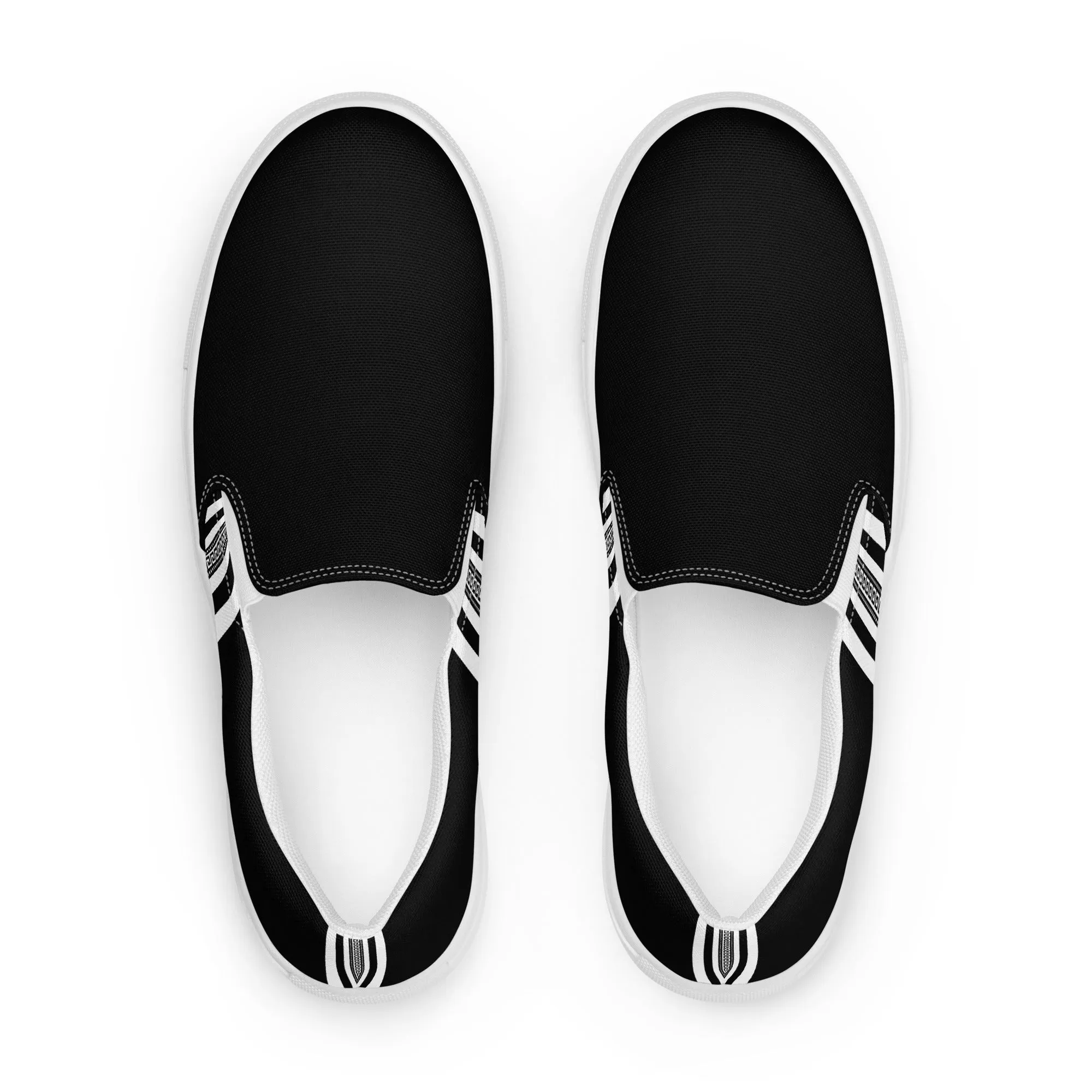 Black White Greek Key Women’s slip-on canvas shoes