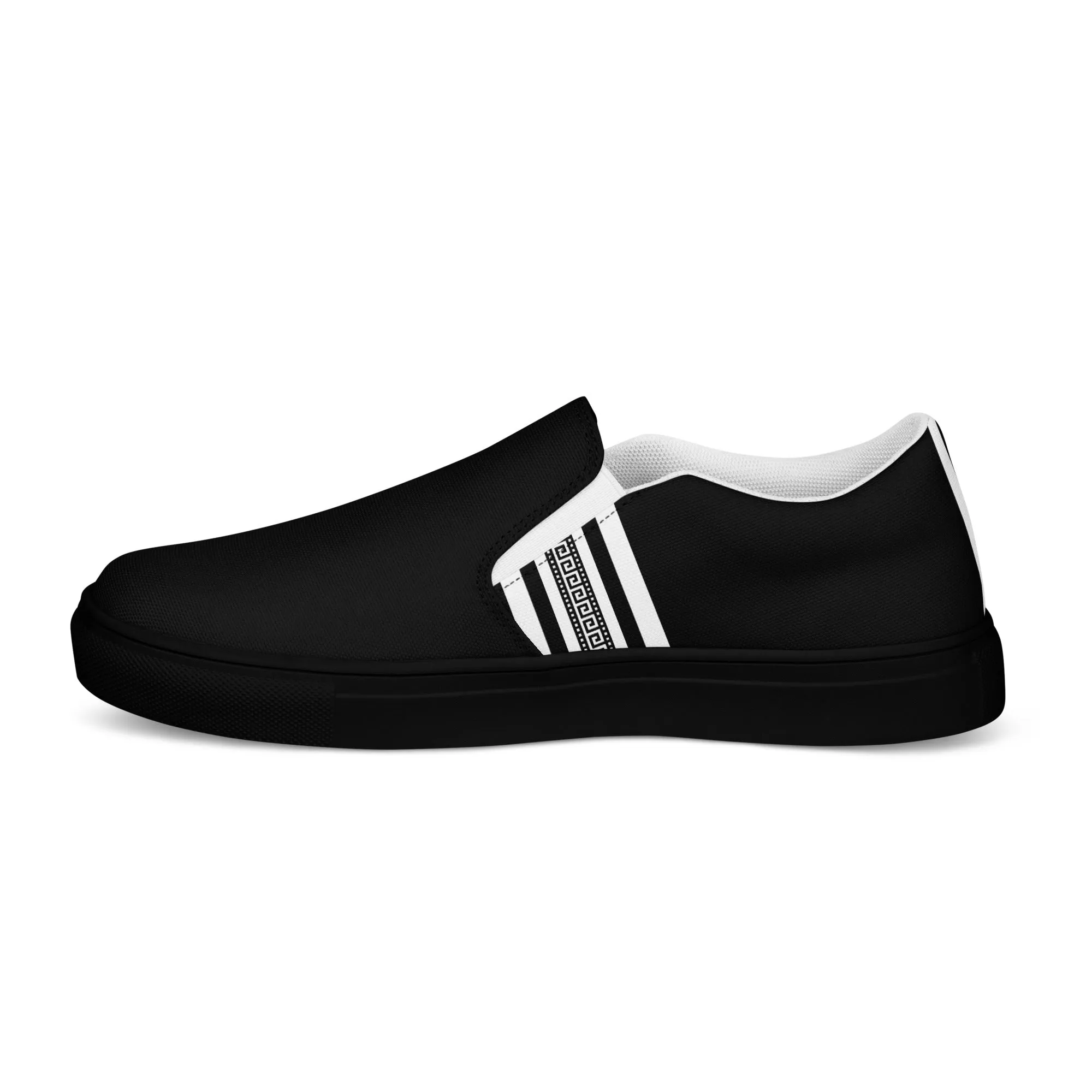 Black White Greek Key Women’s slip-on canvas shoes
